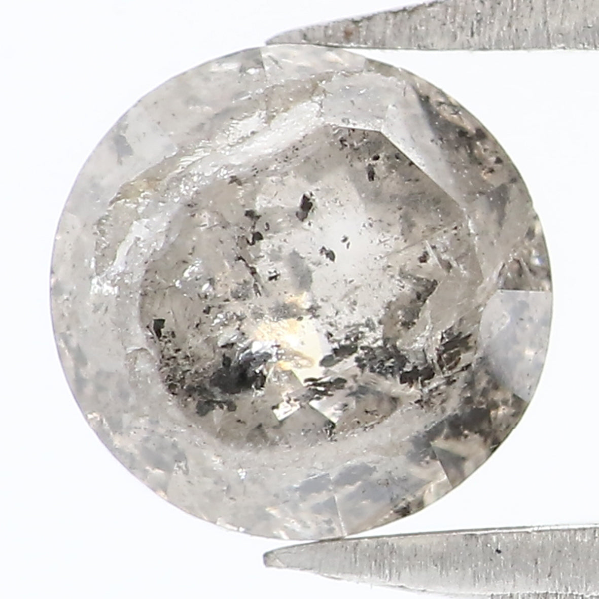 Natural Loose Rose Cut Salt And Pepper Diamond Black Grey Color 0.96 CT 5.68 MM Round Rose Cut Shape Diamond L9361
