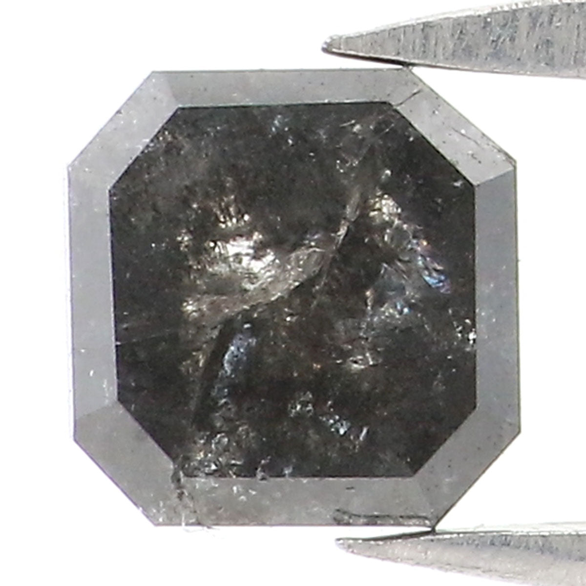 0.69 CT Natural Loose Radiant Shape Diamond Salt And Pepper Radiant Diamond 4.85 MM Natural Black Grey Color Radiant Rose Cut Diamond LQ8147