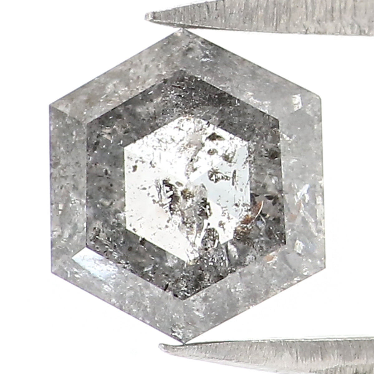 0.72 CT Natural Loose Hexagon Cut Diamond Salt And Pepper Hexagon Diamond 6.30 MM Natural Loose Black Grey Color Hexagon Cut Diamond QL2741