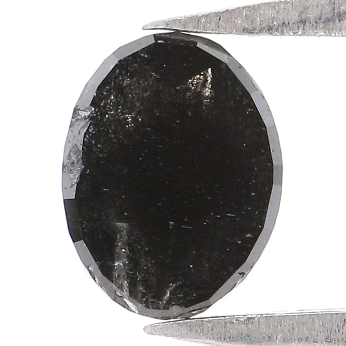 0.43 CT Natural Loose Oval Shape Diamond Salt And Pepper Oval Diamond 5.65 MM Natural Loose Black Grey Color Oval Rose Cut Diamond KQ2582