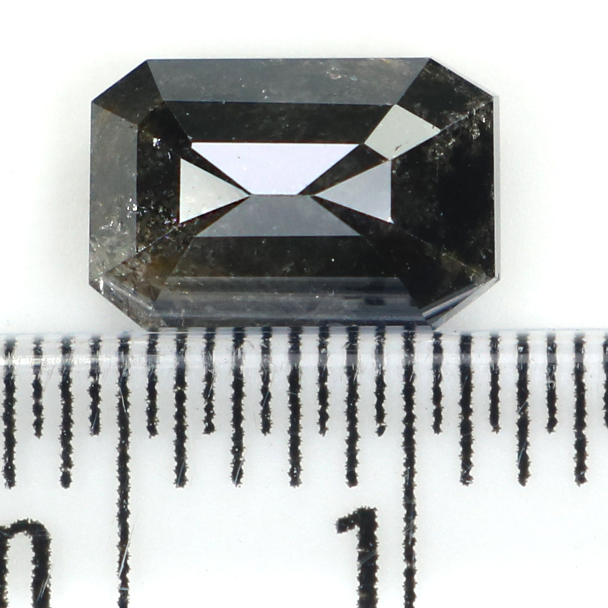 1.24 CT Natural Loose Emerald Shape Diamond Salt And Pepper Emerald Cut Diamond 7.20 MM Natural Black Grey Emerald Rose Cut Diamond LQ1332