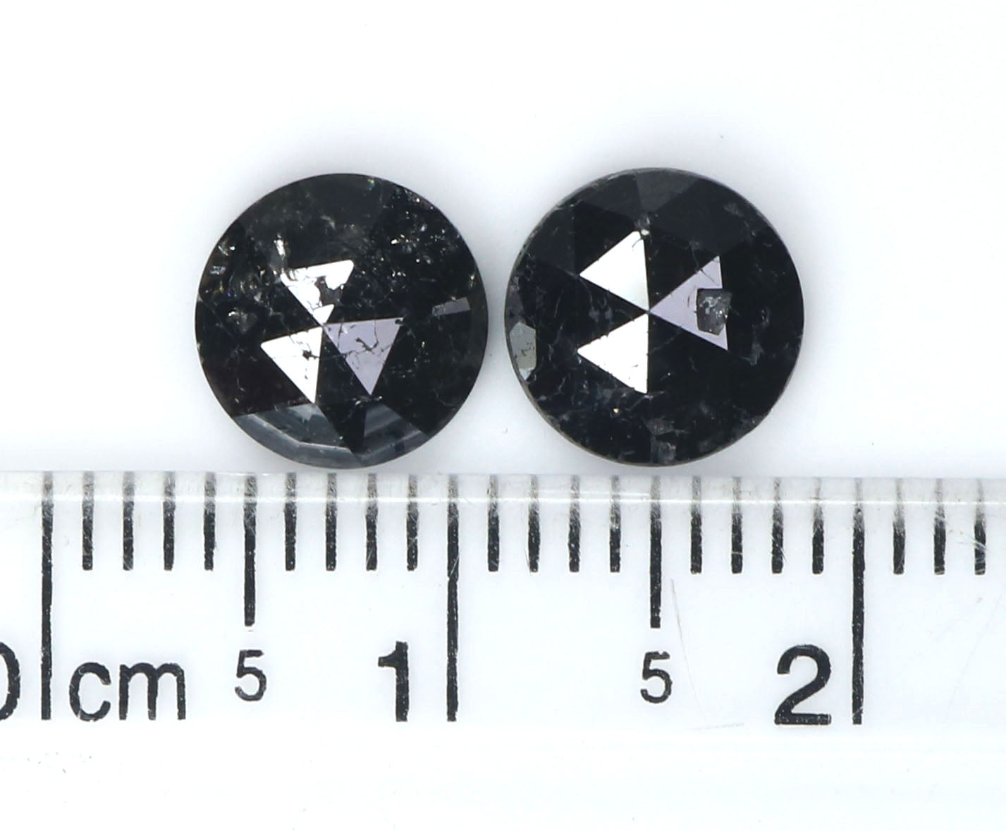3.00 CT Natural Loose Round Rose Cut Pair Diamond Black Color Round Shape Diamond 7.30 MM Natural Black Color Round Rose Cut Diamond KQ2435