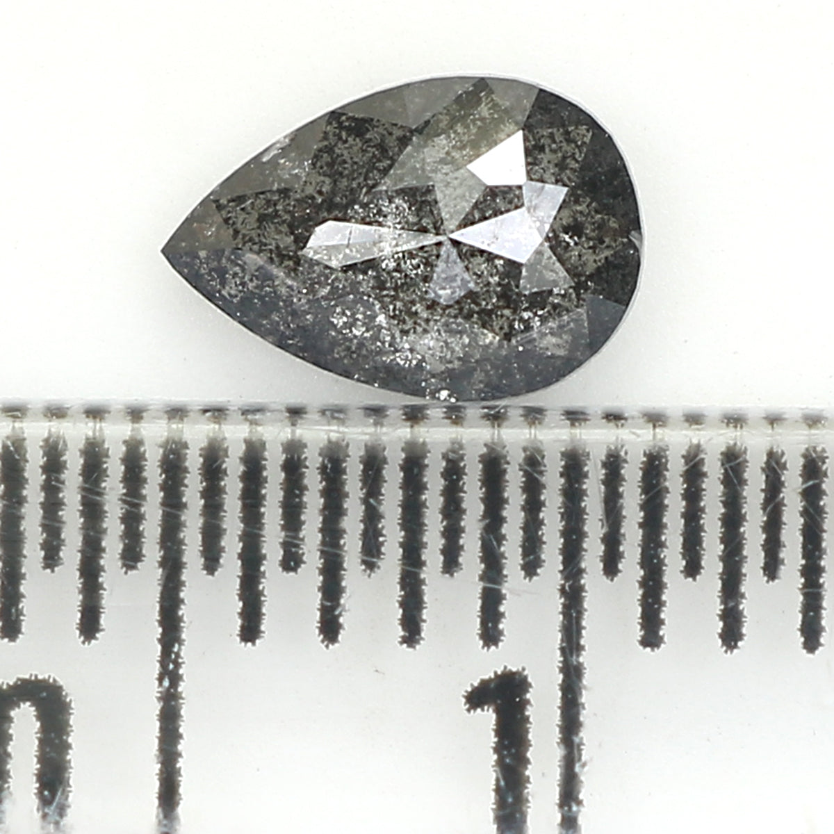 0.42 CT Natural Loose Pear Shape Diamond Salt And Pepper Pear Rose Cut Diamond 6.10 MM Black Grey Color Pear Shape Rose Cut Diamond KQ2393