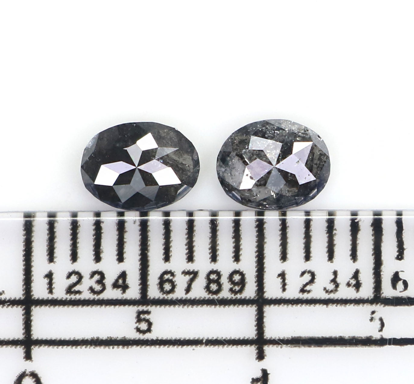0.66 CT Natural Loose Oval Cut Pair Diamond Salt And Pepper Oval Cut Diamond 4.95 MM Natural Diamond Black Grey Oval Rose Cut Diamond QL2545