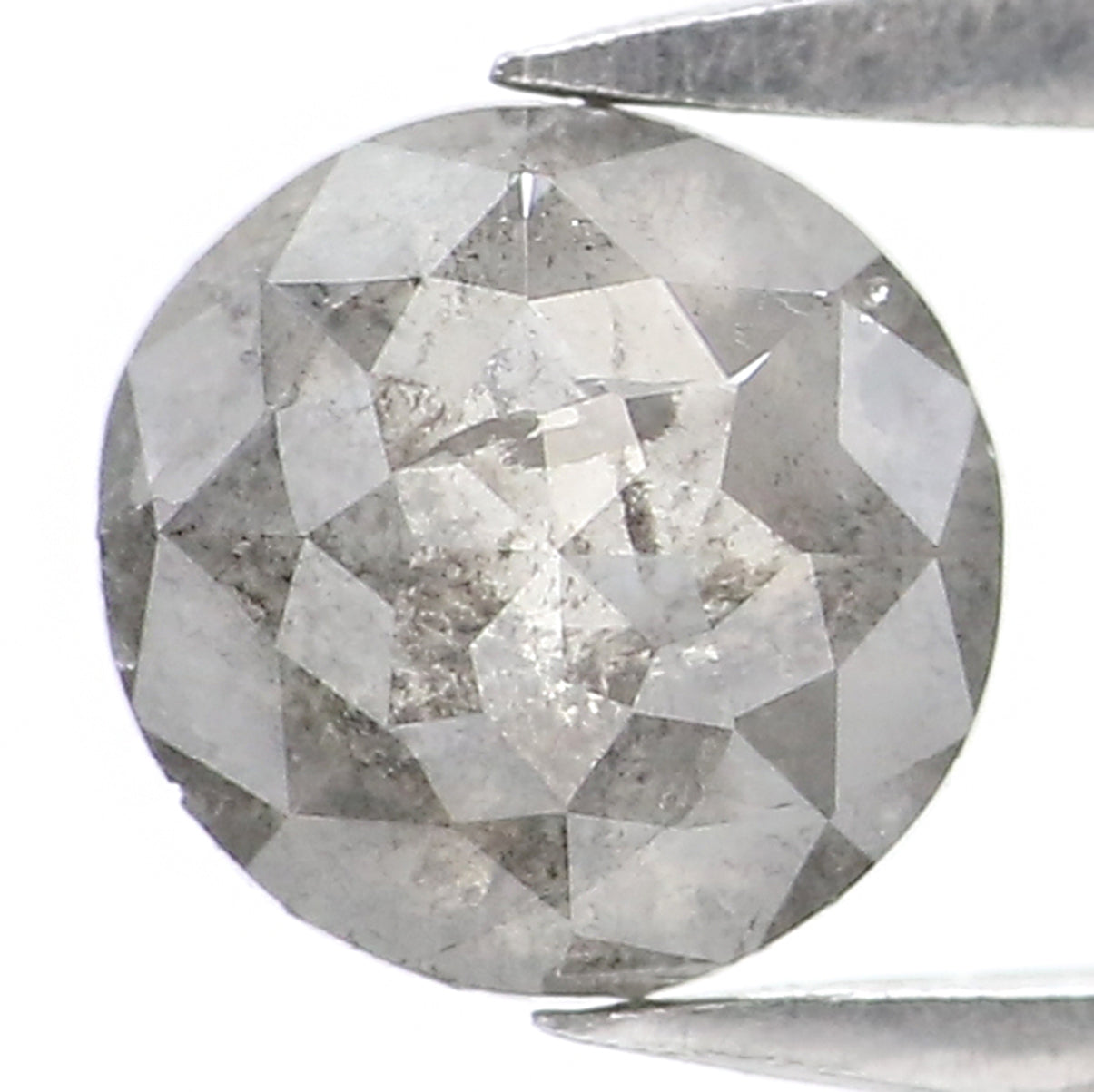 Natural Loose Rose Cut Salt And Pepper Diamond Black Grey Color 0.82 CT 5.47 MM Rose Cut Shape Diamond L2393
