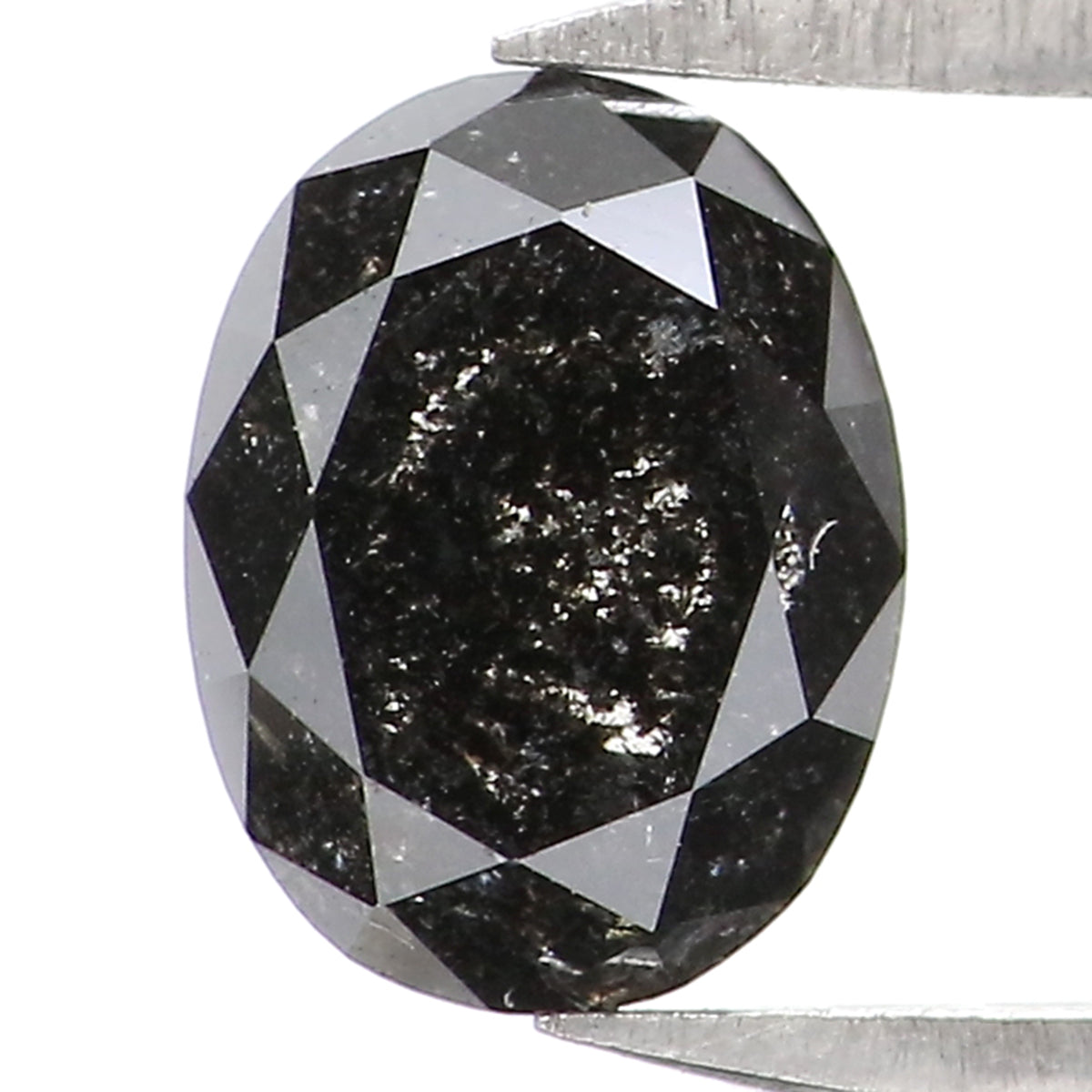 0.74 CT Natural Loose Oval Shape Diamond Salt And Pepper Oval Rose Cut Diamond 6.05 MM Black Grey Color Oval Shape Rose Cut Diamond QL1911