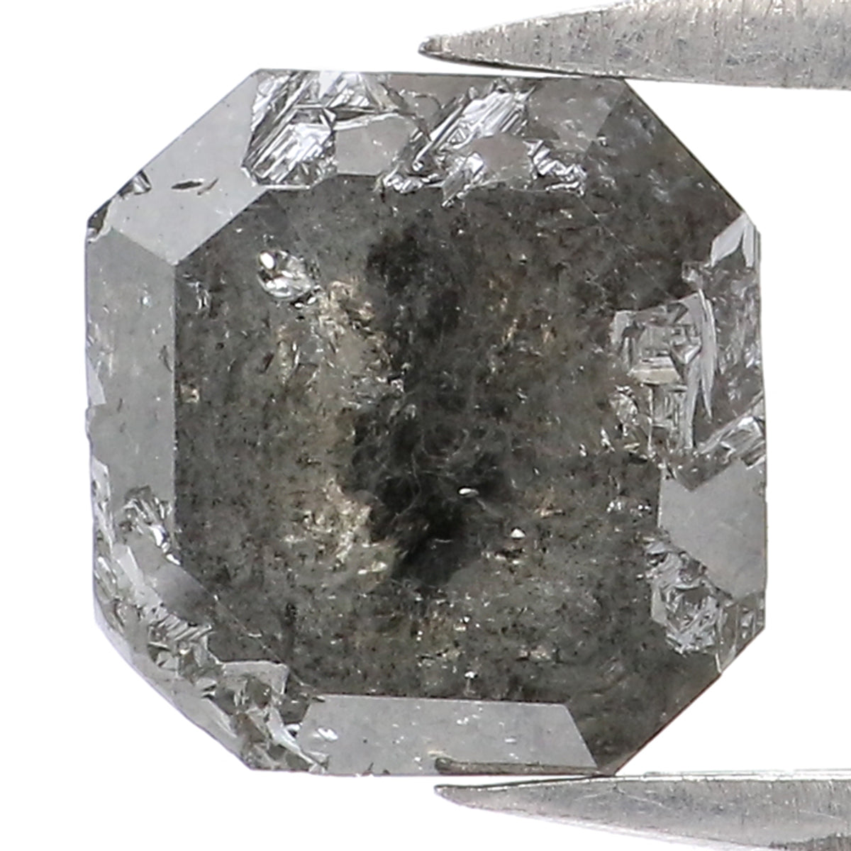 1.59 CT Natural Loose Emerald Shape Diamond Salt And Pepper Emerald Cut Diamond 6.45 MM Natural Black Grey Emerald Rose Cut Diamond LQ7893