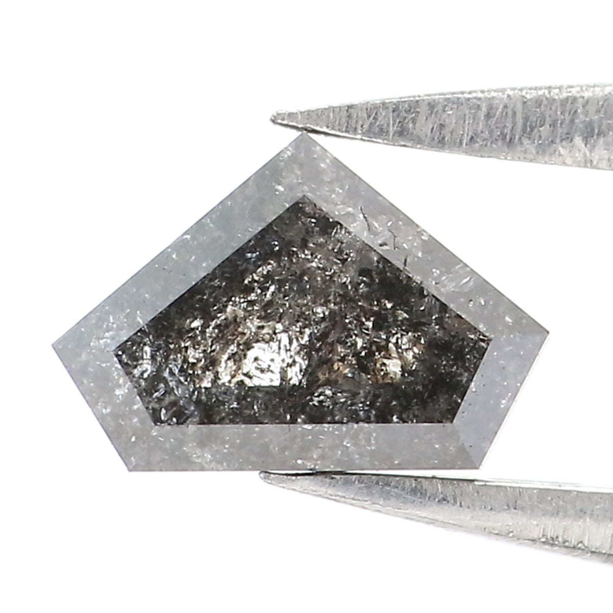 0.59 Ct Natural Loose Shield Shape Diamond Salt And Pepper Shield Cut Diamond 4.70 MM Black Gray Color Shield Shape Rose Cut Diamond LQ2482