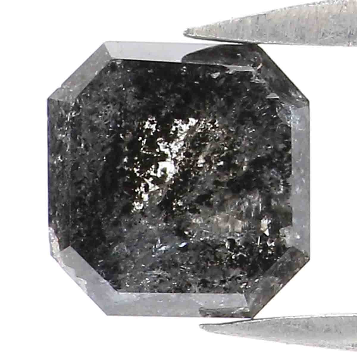 0.81 CT Natural Loose Radiant Shape Diamond Salt And Pepper Radiant Diamond 5.50 MM Natural Black Grey Color Radiant Rose Cut Diamond LQ8808