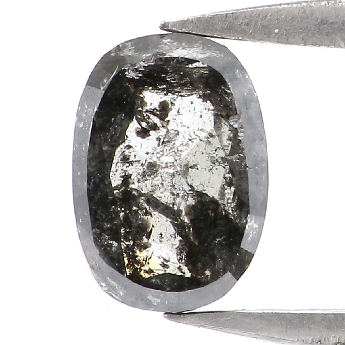 0.74 CT Natural Loose Oval Shape Diamond Salt And Pepper Oval Rose Cut Diamond 6.25 MM Black Grey Color Oval Shape Rose Cut Diamond LQ2314