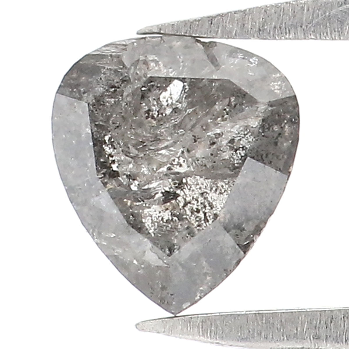 0.73 CT Natural Loose Heart Shape Diamond Salt And Pepper Heart Rose Cut Diamond 5.55 MM Black Grey Color Heart Rose Cut Diamond QL2469