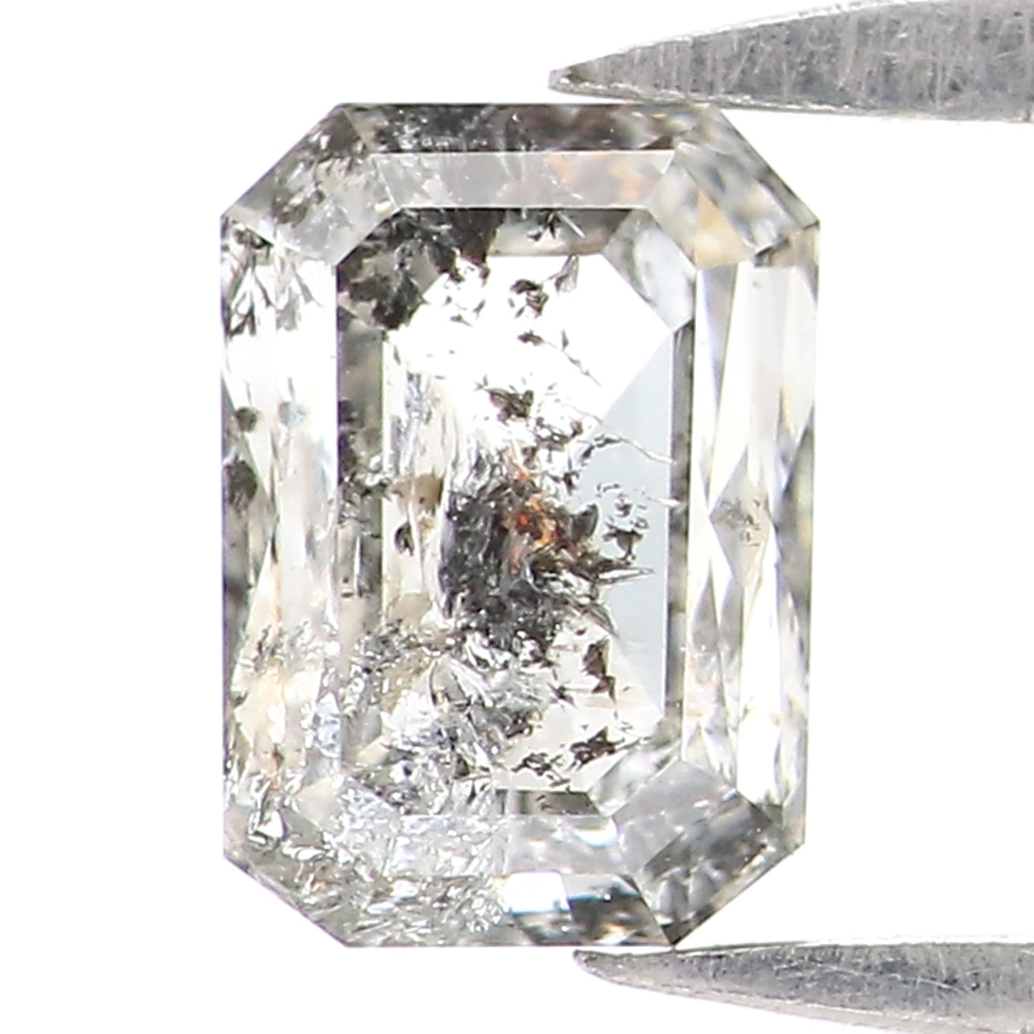 0.79 CT Natural Loose Emerald Shape Diamond Salt And Pepper Emerald Shape Diamond 5.70 MM Black Grey Color Emerald Rose Cut Diamond QL2718