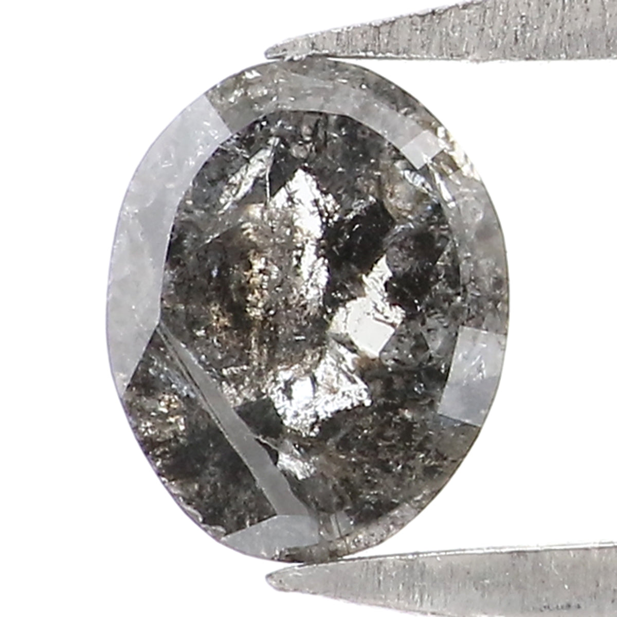 0.36 CT Natural Loose Oval Shape Diamond Salt And Pepper Oval Diamond 4.85 MM Natural Loose Black Grey Color Oval Rose Cut Diamond KQ2502