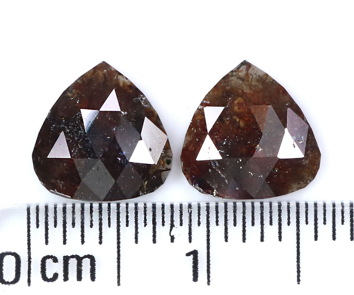 Natural Loose Pair Heart Brown Color Diamond 2.58 CT 7.80 MM Heart Shape Rose Cut Diamond KDL6880