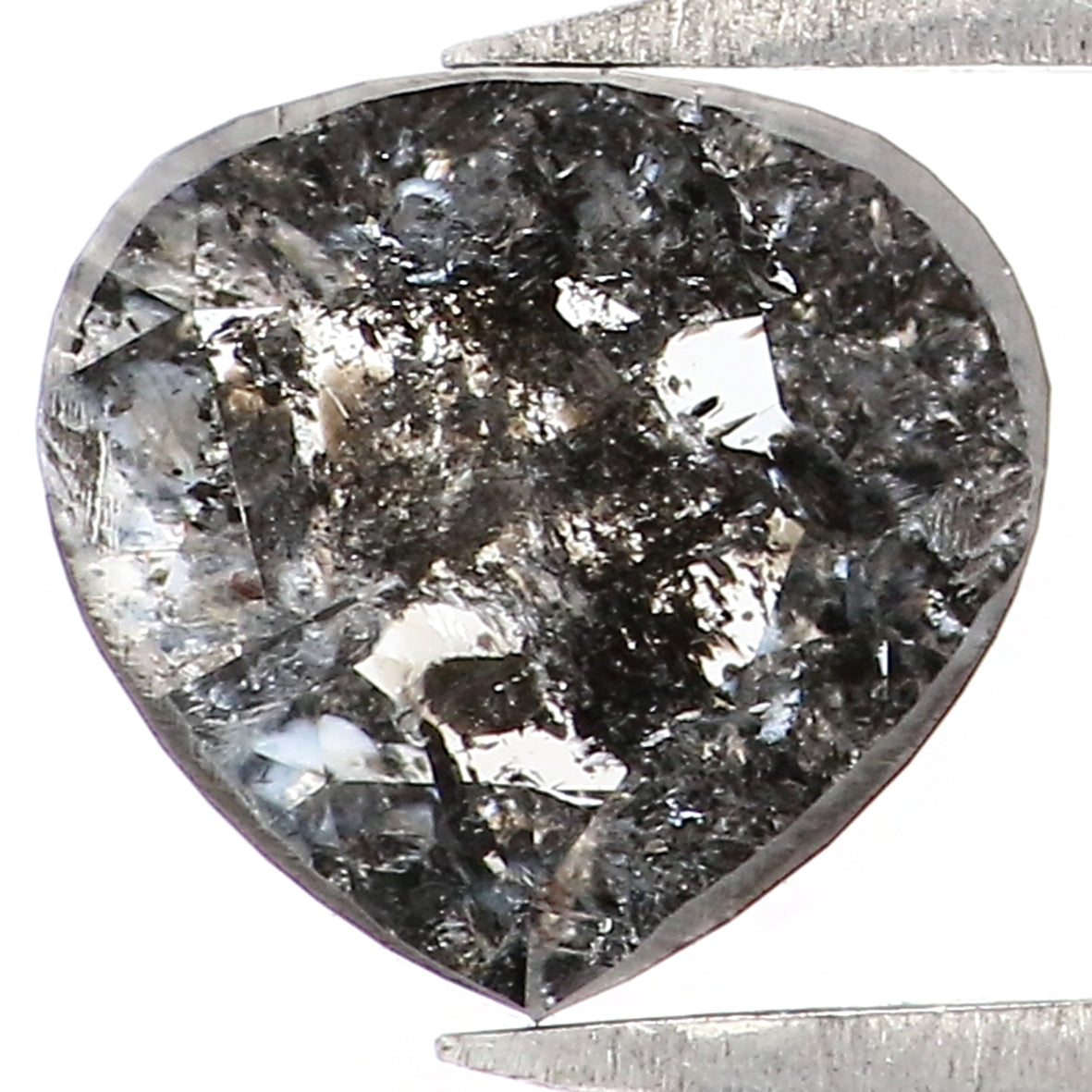 0.62 CT Natural Loose Heart Shape Diamond Salt And Pepper Heart Rose Cut Diamond 6.00 MM Black Grey Color Heart Cut Rose Cut Diamond LQ7631