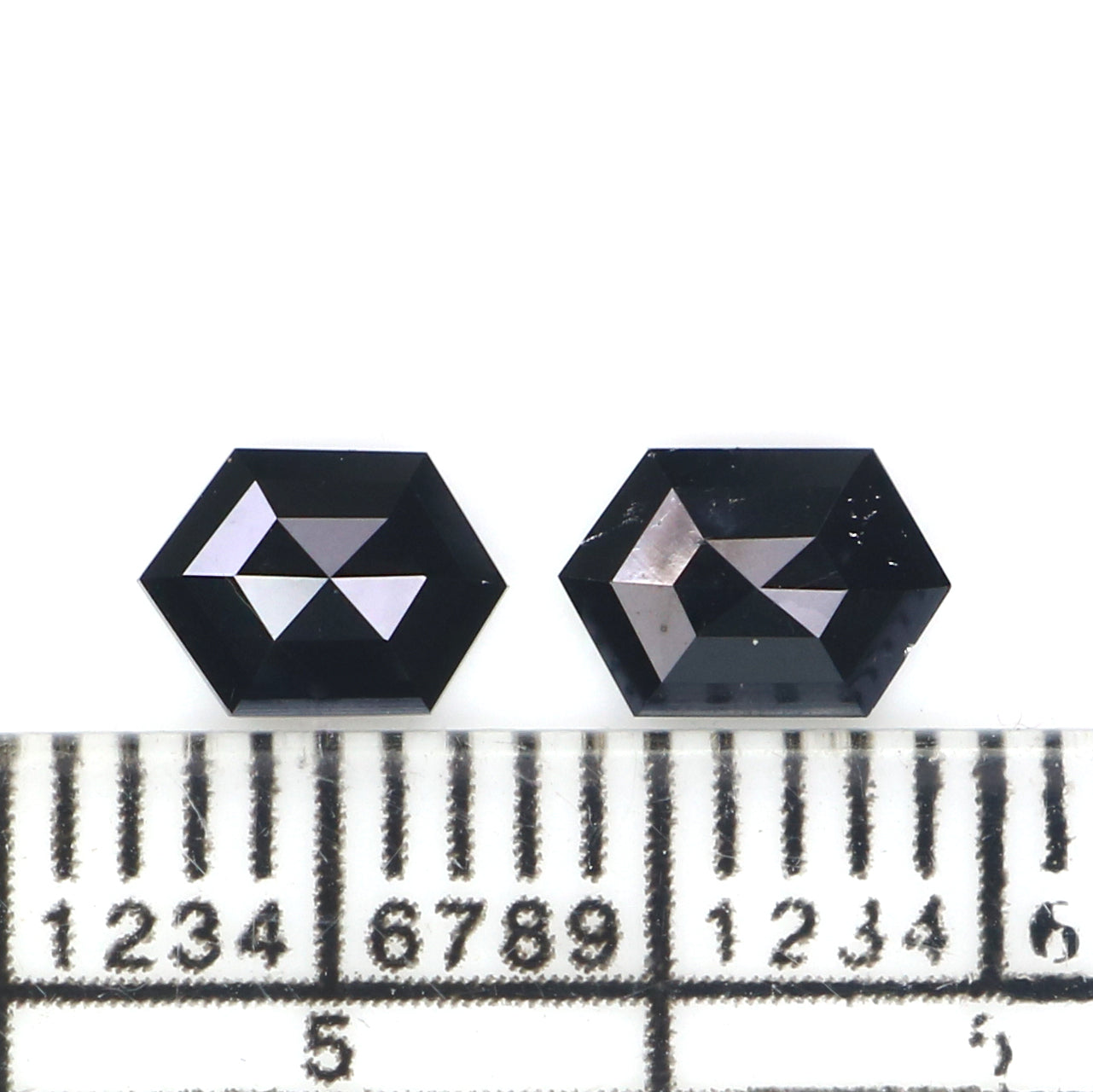 0.76 CT Natural Loose Hexagon Cut Pair Diamond Black Color Hexagon Cut Diamond 6.05 MM Natural Black Color Hexagon Rose Cut Diamond LQ2770