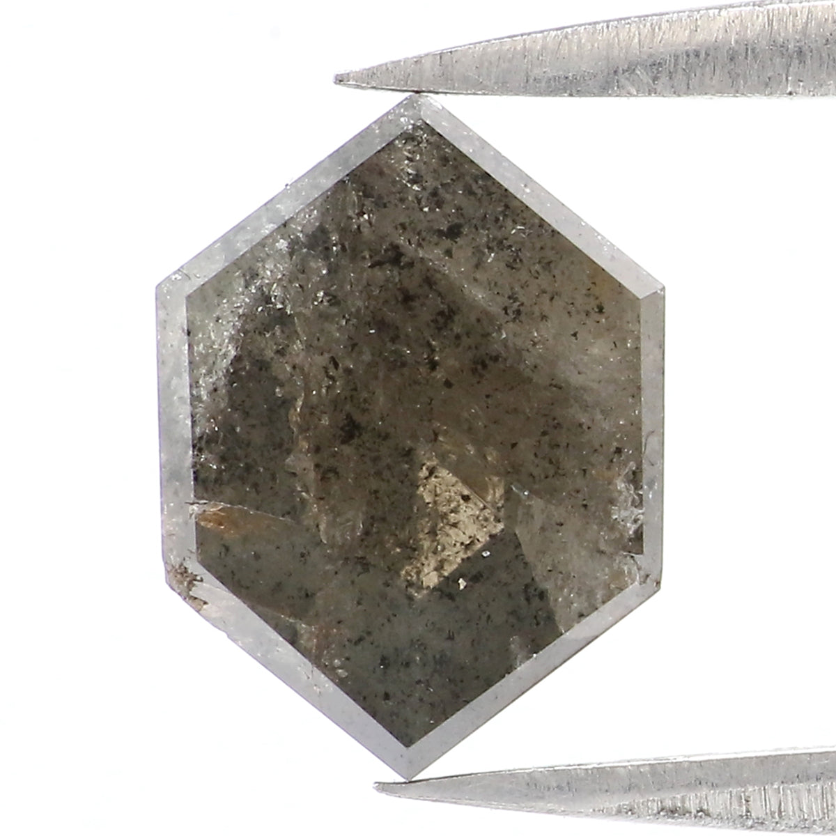 2.12 CT Natural Loose Hexagon Shape Diamond Grey Color Hexagon Cut Diamond 9.60 MM Natural Loose Green Color Hexagon Rose Cut Diamond LQ7878
