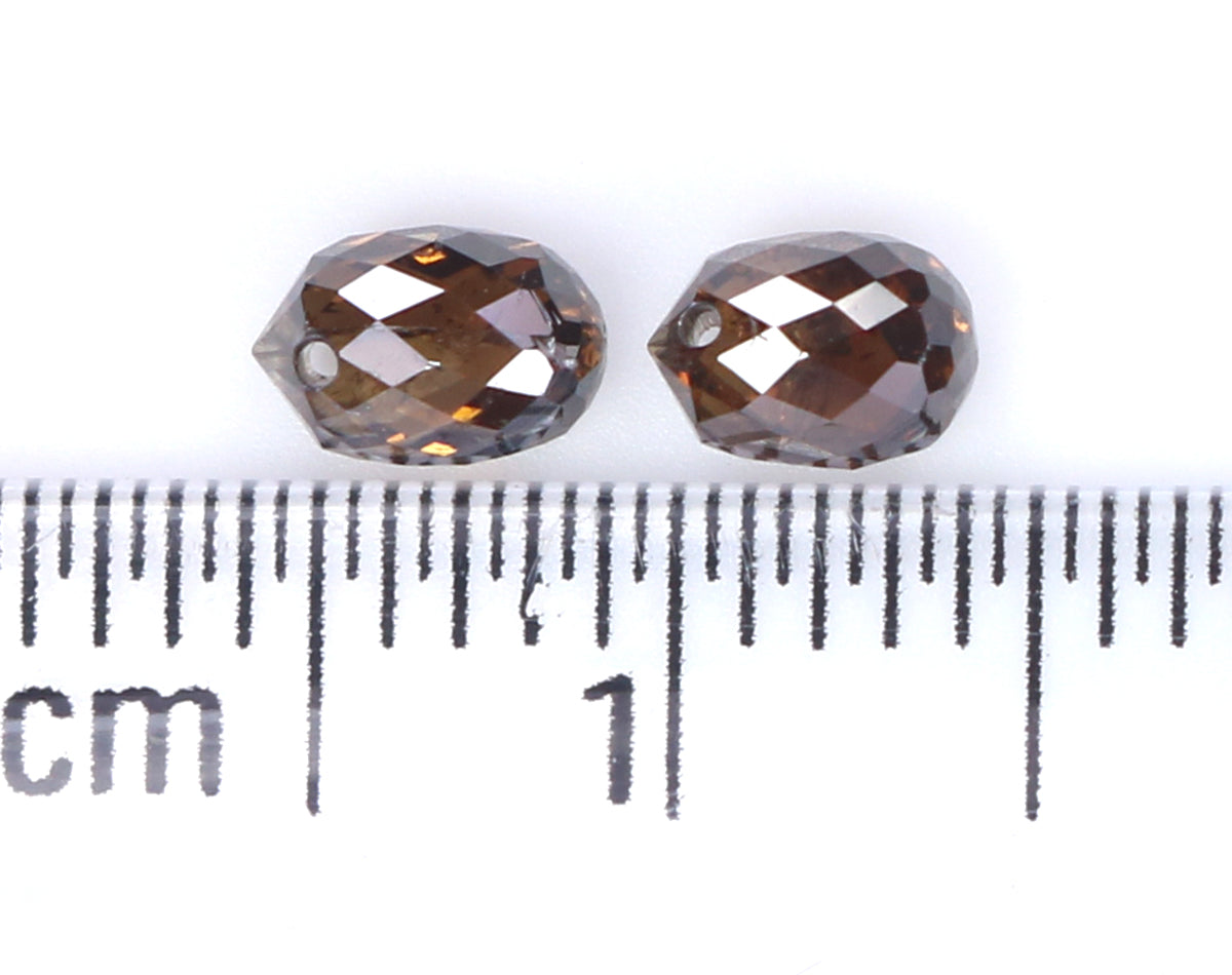 Natural Loose briolette Brown Color Diamond 0.89 CT 4.55 MM Drop Shape Rose Cut Diamond KDL9910