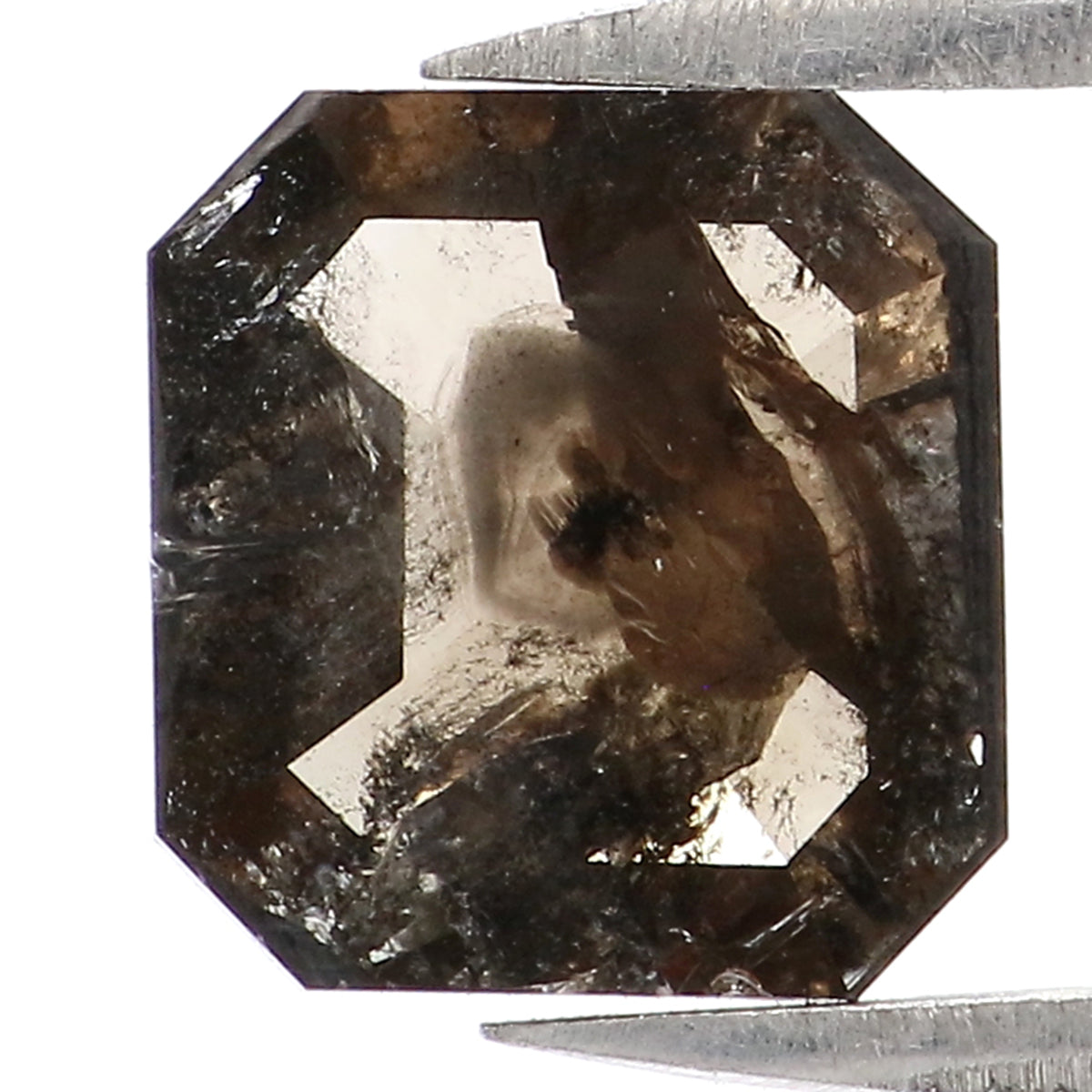 1.08 CT Natural Loose Radiant Shape Diamond Salt And Pepper Radiant Diamond 7.10 MM Natural Black Grey Color Radiant Rose Cut Diamond LQ7439