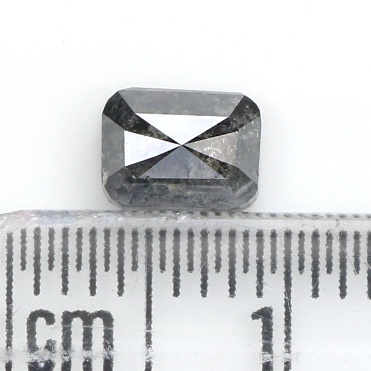 Natural Loose Emerald Salt And Pepper Diamond Black Grey Color 0.83 CT 5.75 MM Emerald Shape Rose Cut Diamond L1760