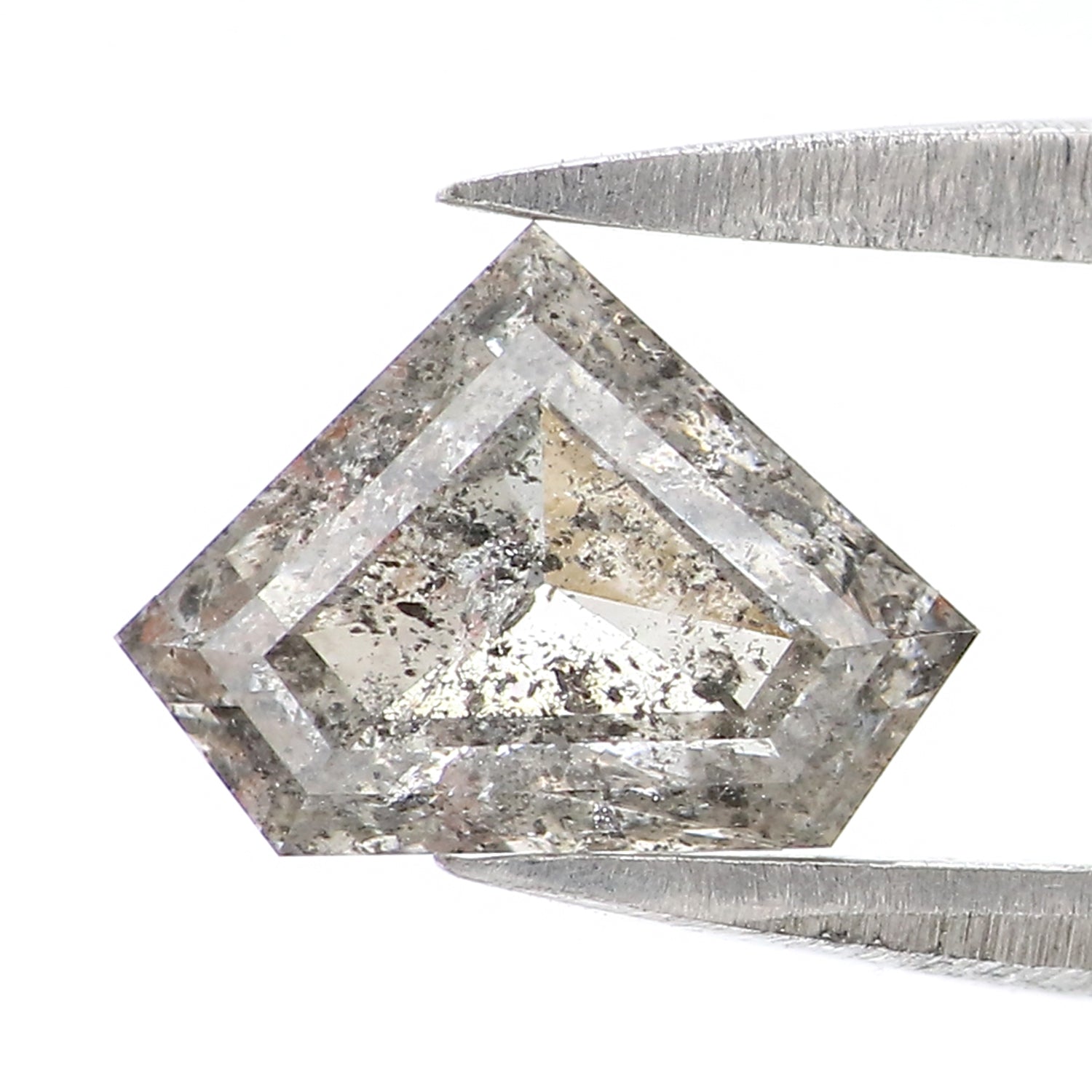 1.25 Ct Natural Loose Shield Shape Diamond Salt And Pepper Shield Cut Diamond 6.20 MM Black Gray Color Shield Shape Rose Cut Diamond KDL2609