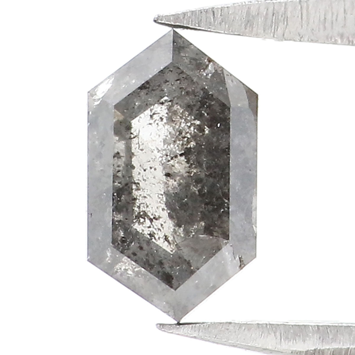 0.48 CT Natural Loose Hexagon Cut Diamond Salt And Pepper Hexagon Diamond 6.40 MM Natural Loose Black Grey Color Hexagon Cut Diamond QL2472