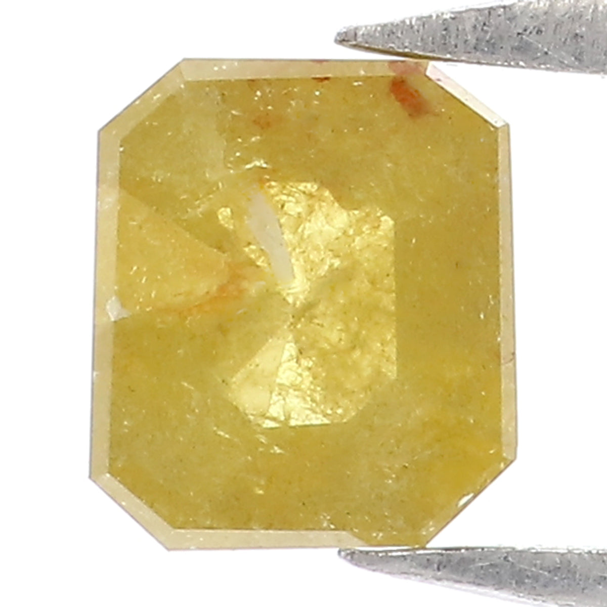 Natural Loose Radiant  Diamond Yellow Green Color 0.42 CT 5.00 MM Radiant Shape Rose Cut Diamond KR1196