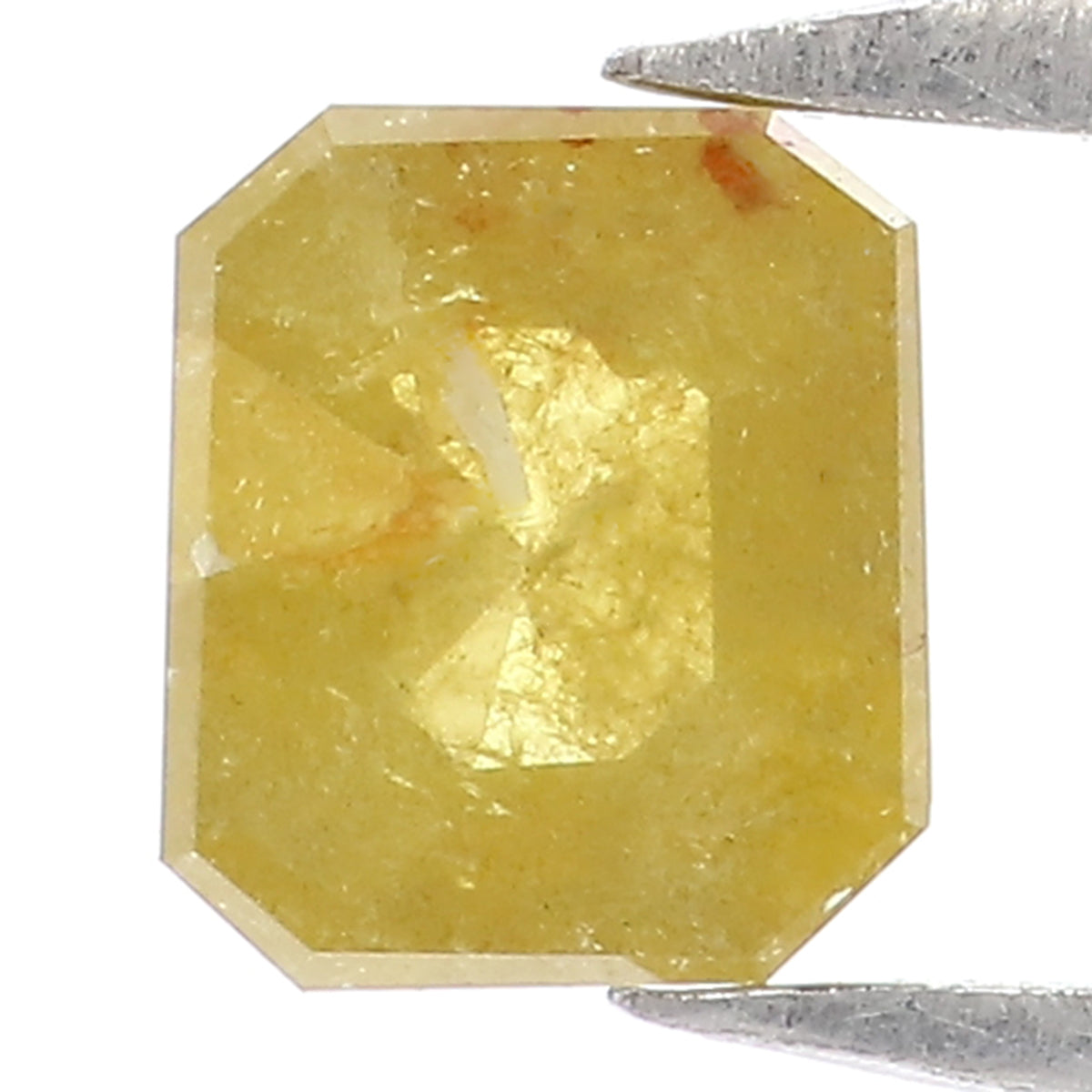 Natural Loose Radiant Diamond Yellow Green Color 0.42 CT 5.00 MM Radiant Shape Rose Cut Diamond KR1196
