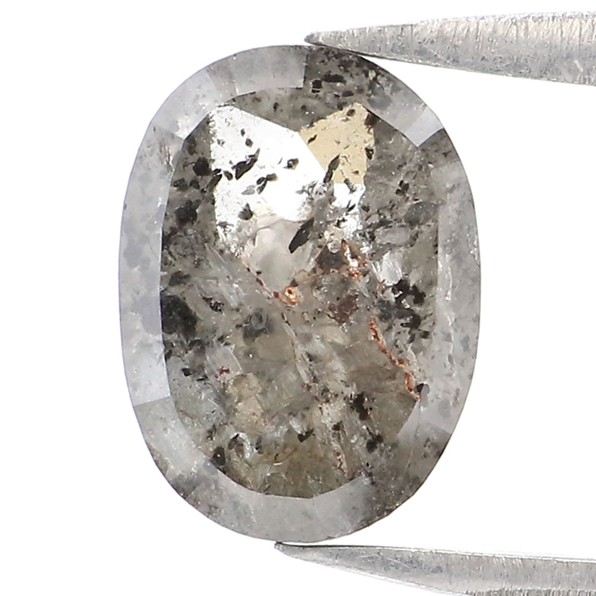 1.25 CT Natural Loose Oval Shape Diamond Salt And Pepper Oval Diamond 7.80 MM Natural Diamond Black Grey Color Oval Rose Cut Diamond LQ2206