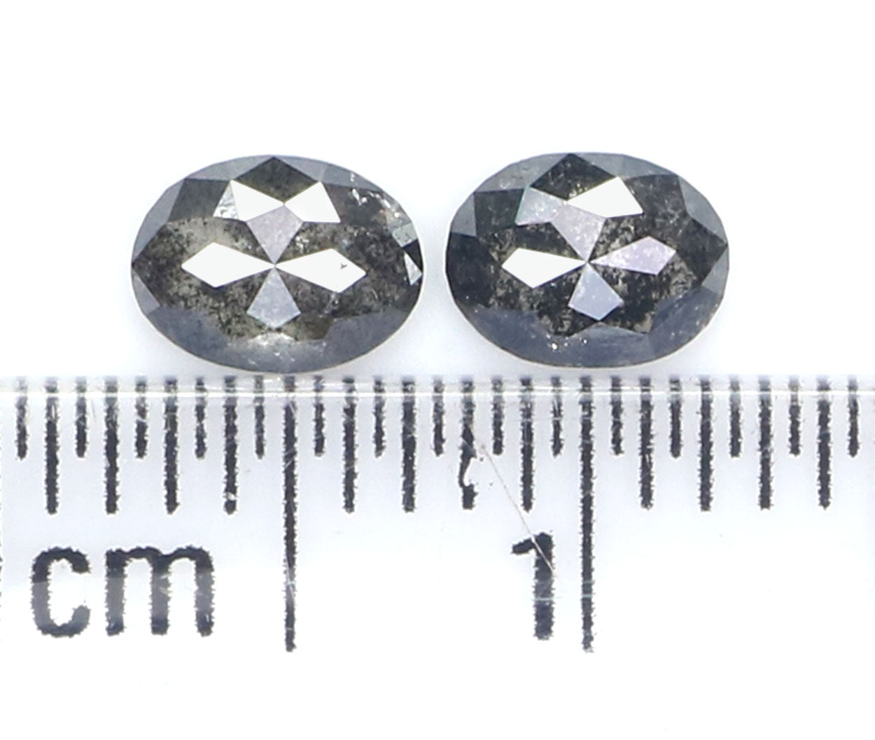 0.54 CT Natural Loose Oval Cut Pair Diamond Salt And Pepper Oval Shape Diamond 4.80 MM Natural Loose Black Grey Oval Rose Cut Diamond LQ2448