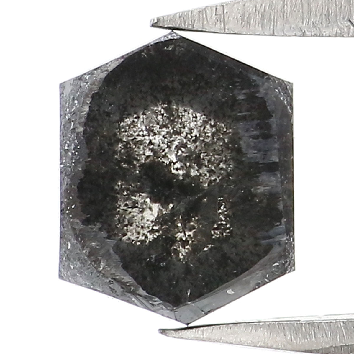 Natural Loose Hexagon Salt And Pepper Diamond Black Grey Color 0.85 CT 6.17 MM Hexagon Shape Rose Cut Diamond L2532