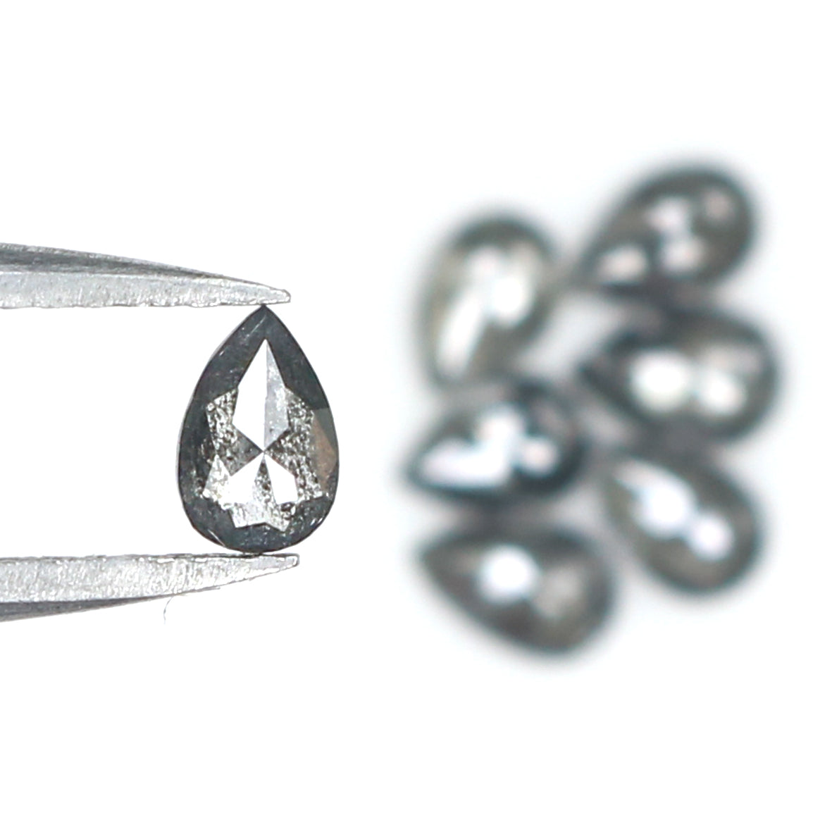 1.18 CT Natural Loose Pear Shape Diamond Salt And Pepper Pear Cut Diamond 4.30 MM Natural Black Grey Diamond Pear Rose Cut Diamond LQ1839