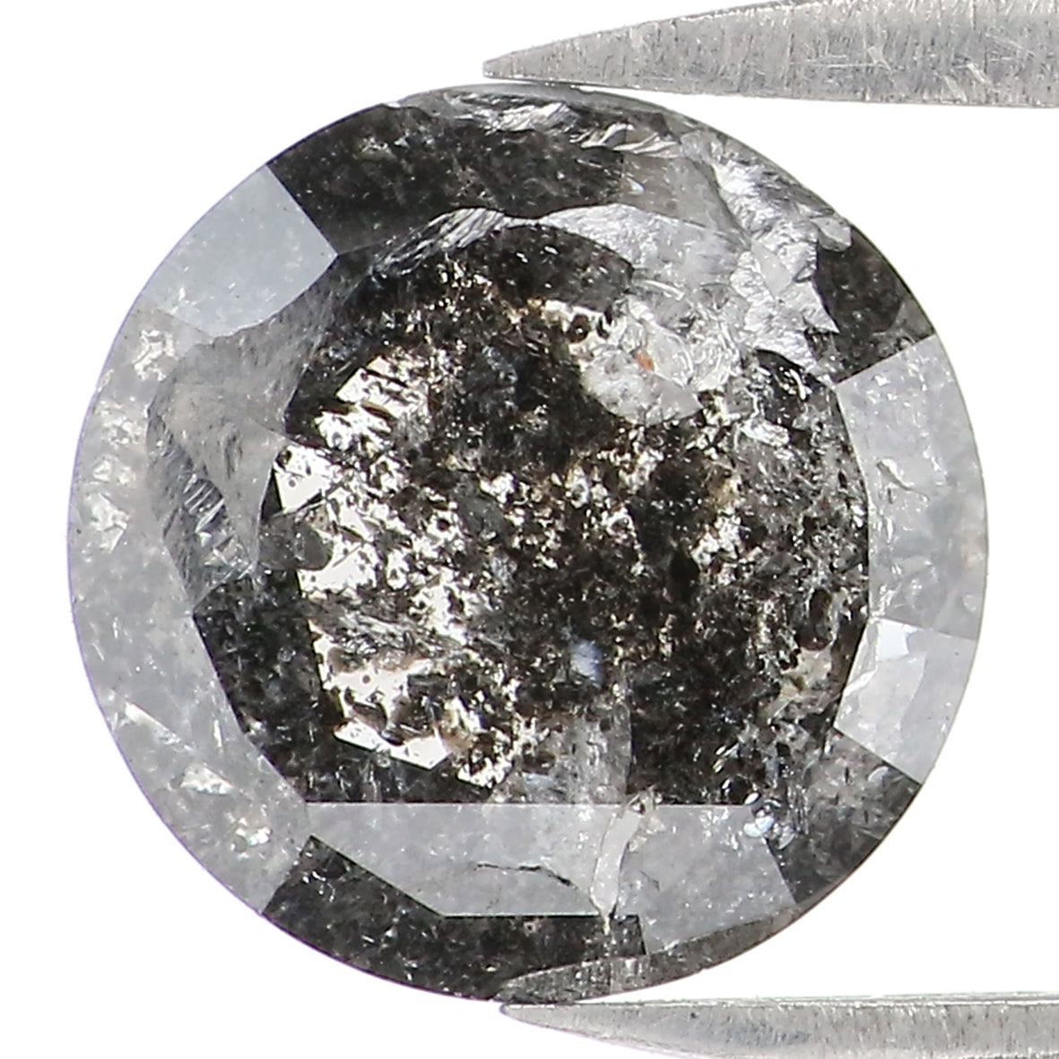 1.80 Ct Natural Loose Round Rose Cut Diamond Black Grey Color Rose Cut Diamond 8.10 MM Natural Loose Salt And Pepper Rose Cut Diamond QL1536