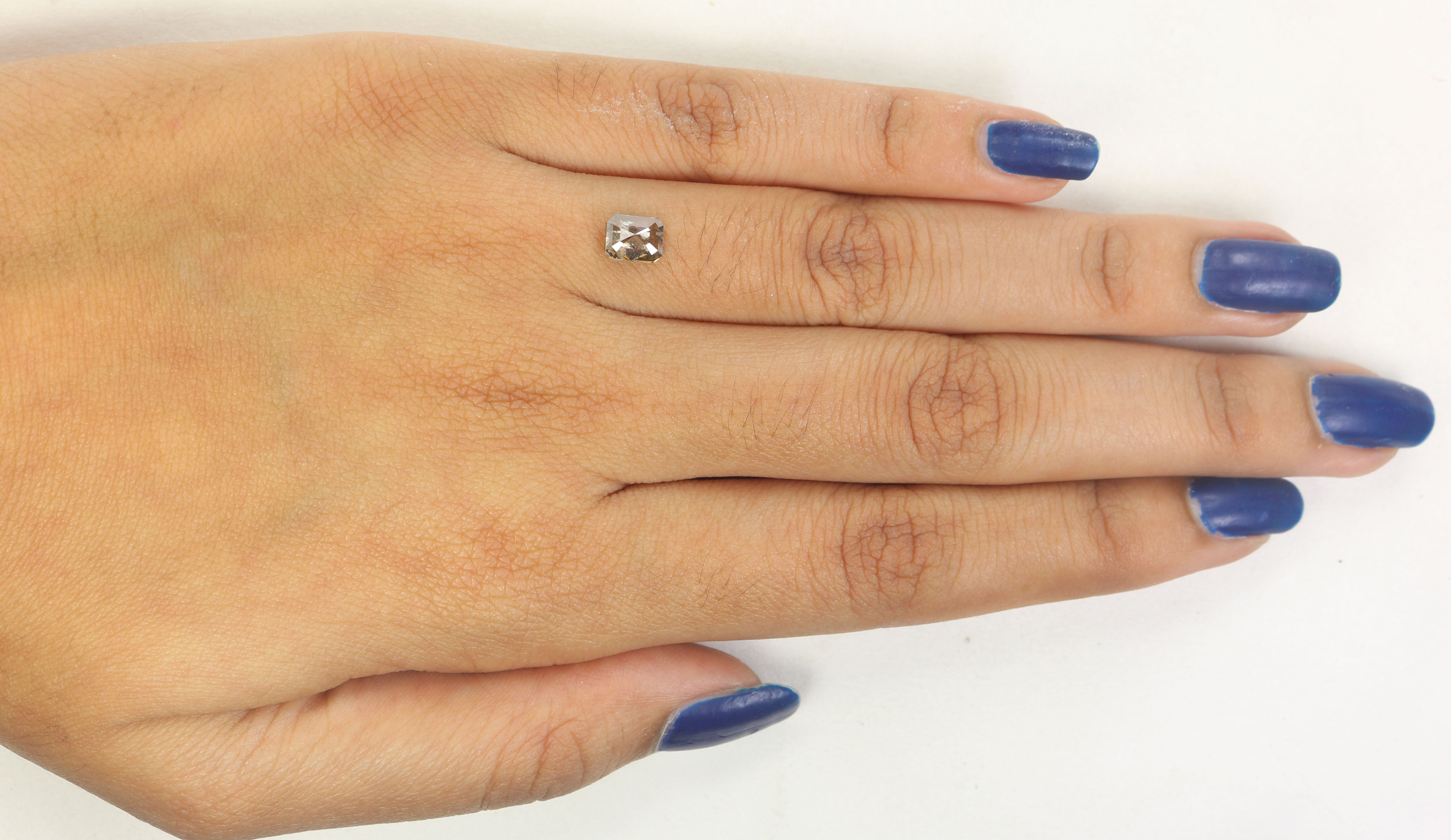 0.86 CT Natural Loose Emerald Shape Diamond Salt And Pepper Emerald Shape Diamond 6.10 MM Black Grey Color Emerald Rose Cut Diamond QL9563