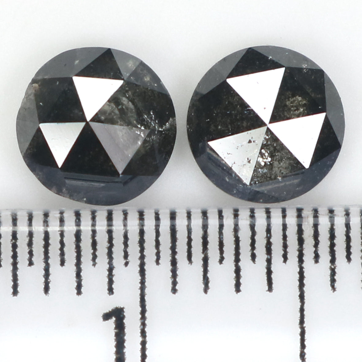 1.01 CT Natural Loose Round Rose Cut Pair Diamond Salt And Pepper Round Shape Diamond 5.00 MM Black Grey Round Shape Rose Cut Diamond L1662