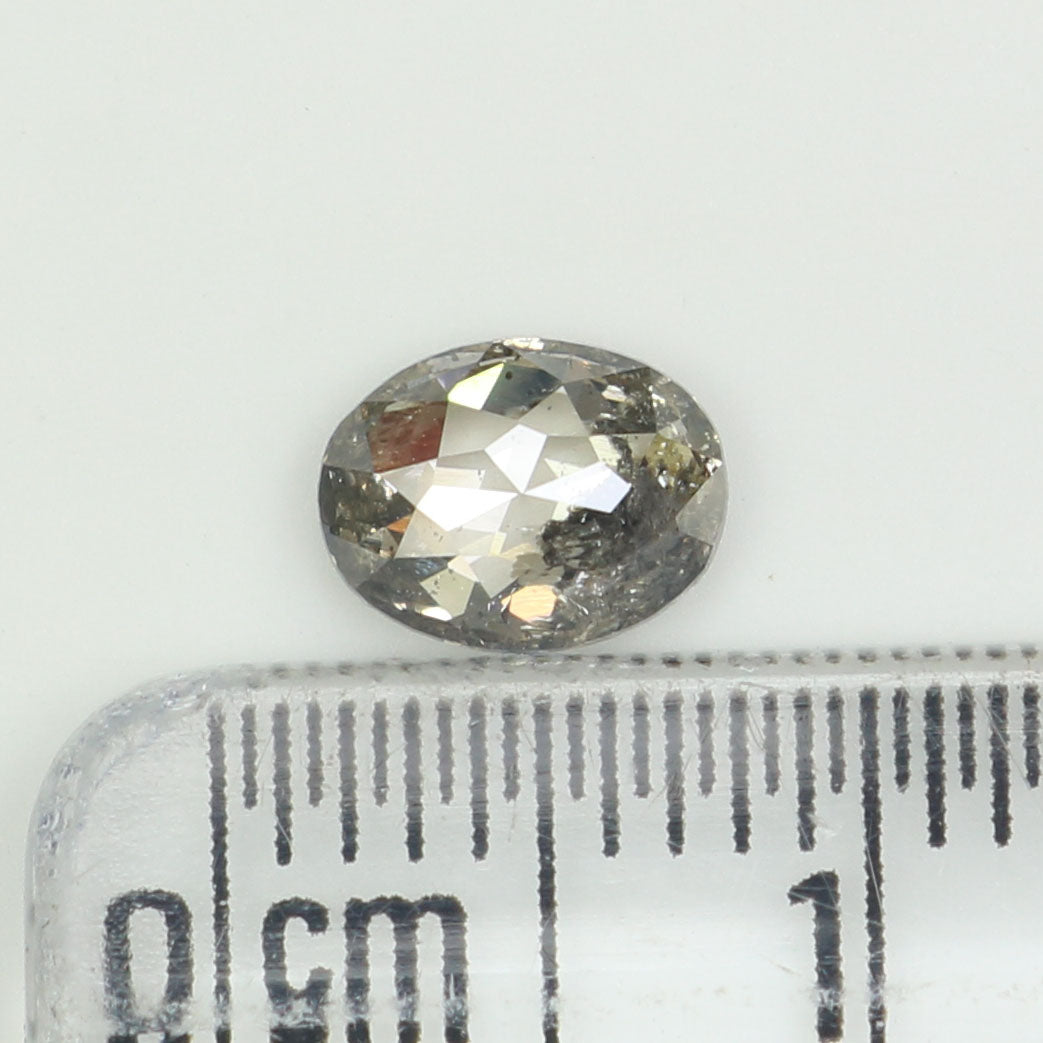 0.71 CT Natural Loose Oval Shape Diamond Salt And Pepper Oval Diamond 6.30 MM Natural Loose Black Grey Diamond Oval Rose Cut Diamond QL339