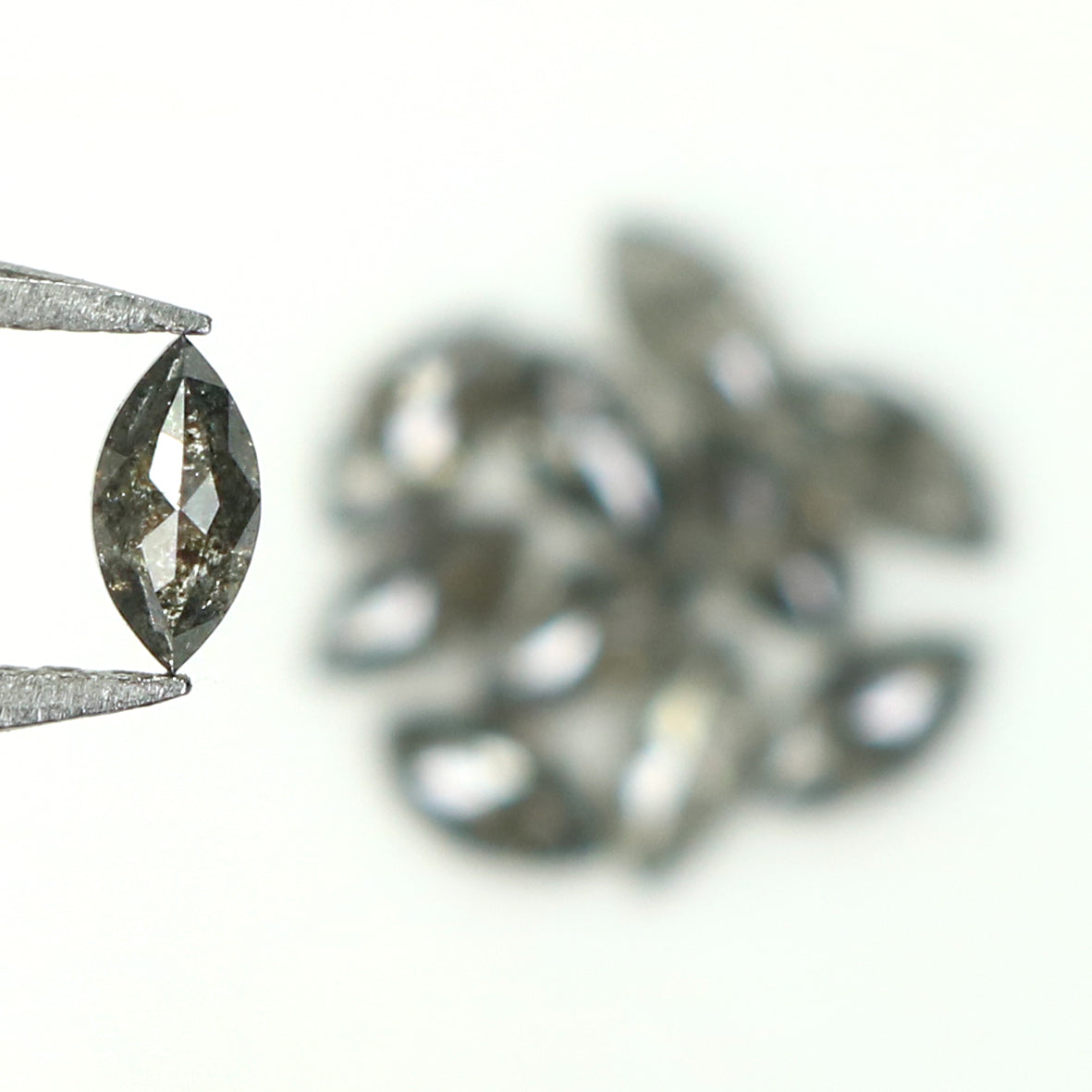 0.99 CT Natural Loose Marquise Shape Diamond Salt And Pepper Marquise Cut Diamond 3.90 MM Black Grey Color Marquise Rose Cut Diamond QL1348