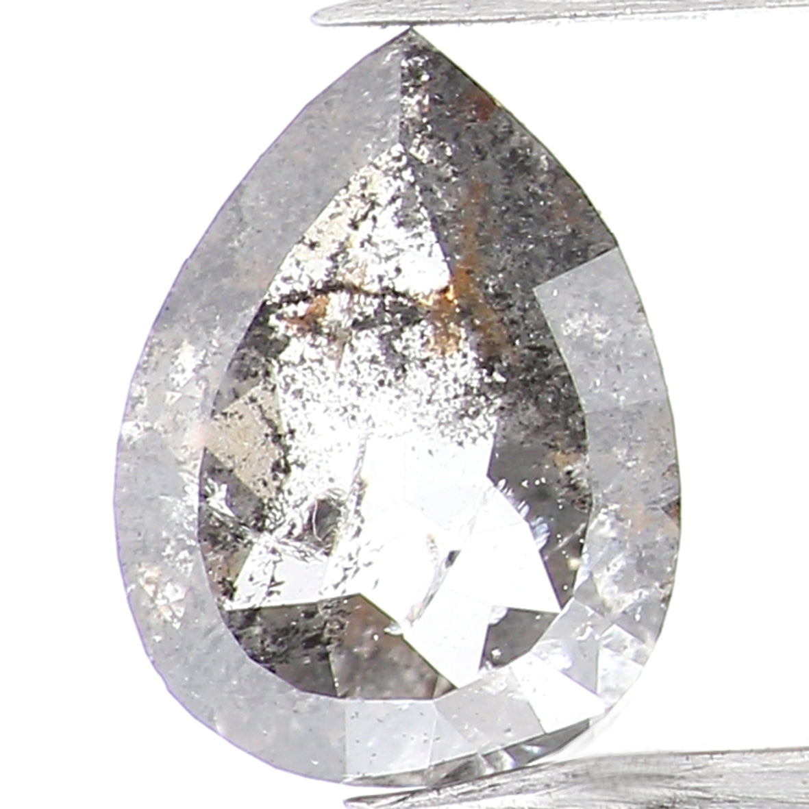 0.38 CT Natural Loose Pear Shape Diamond Salt And Pepper Pear Cut Diamond 5.80 MM Natural Black Grey Color Pear Rose Cut Diamond LQ1018