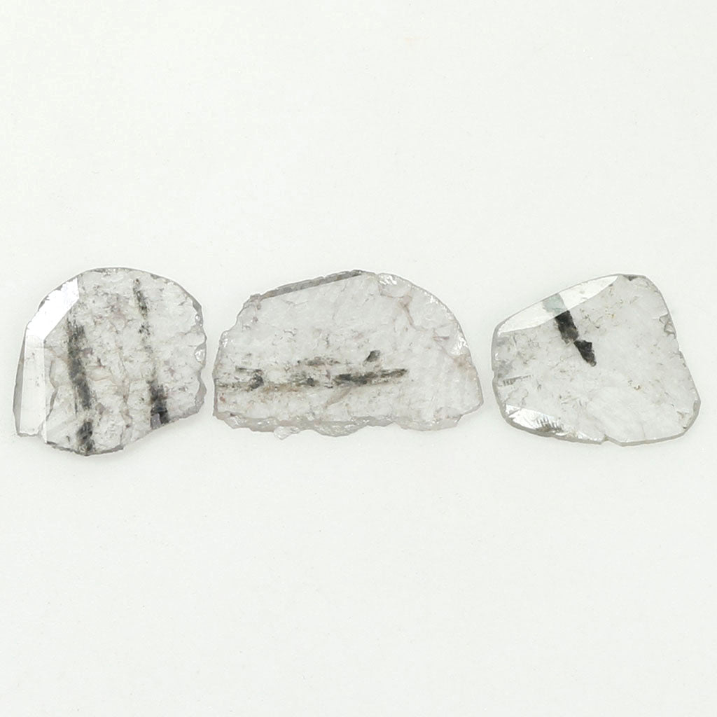 0.91 Ct Natural Loose Slice Shape Diamond Salt And Pepper Slice Cut Diamond 6.80 MM Natural Black Grey Color Irregular Cut Diamond LQ9836