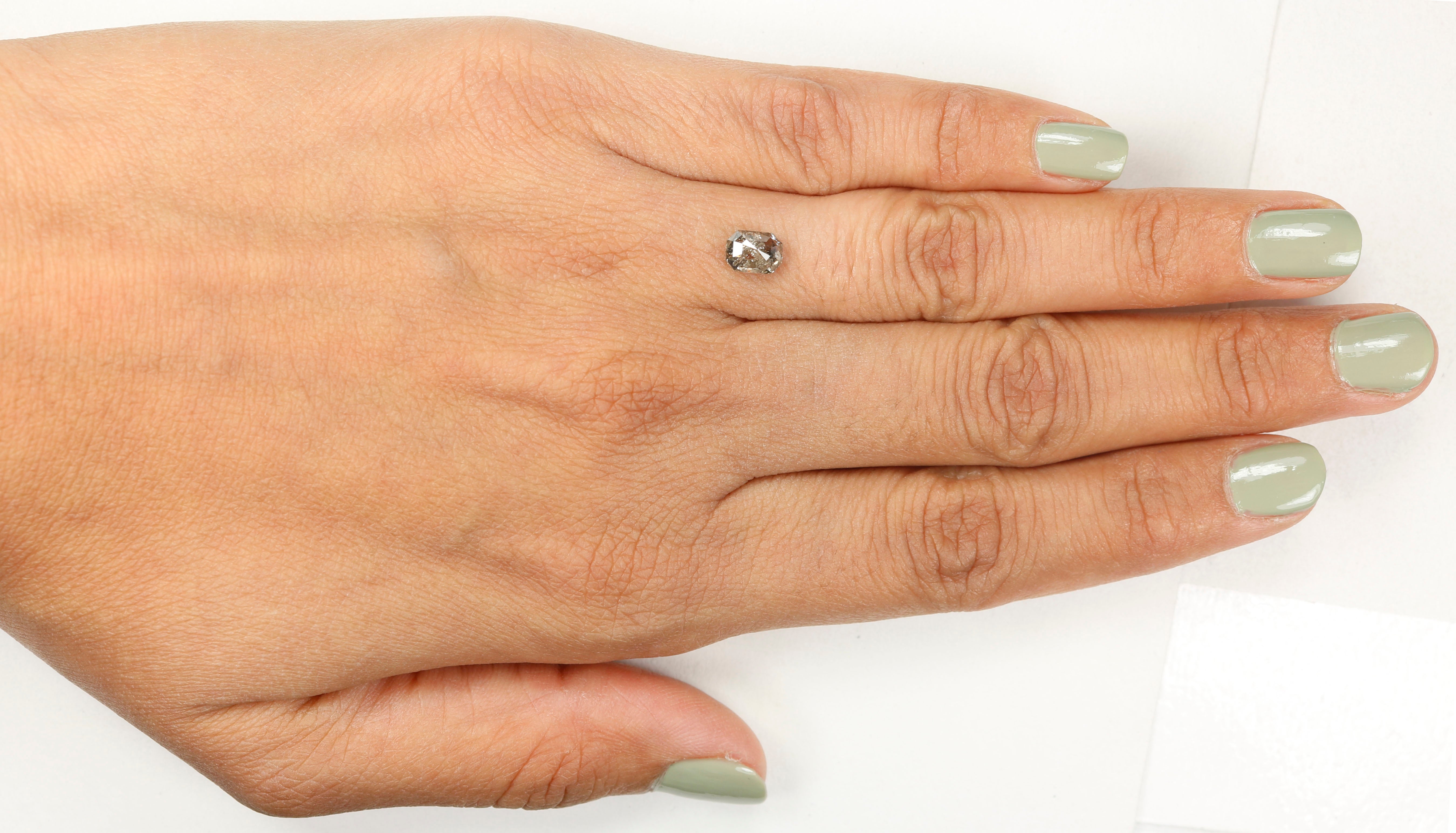 0.75 CT Natural Loose Emerald Shape Diamond Salt And Pepper Emerald Diamond 5.95 MM Black Grey Color Emerald Shape Rose Cut Diamond QL9987