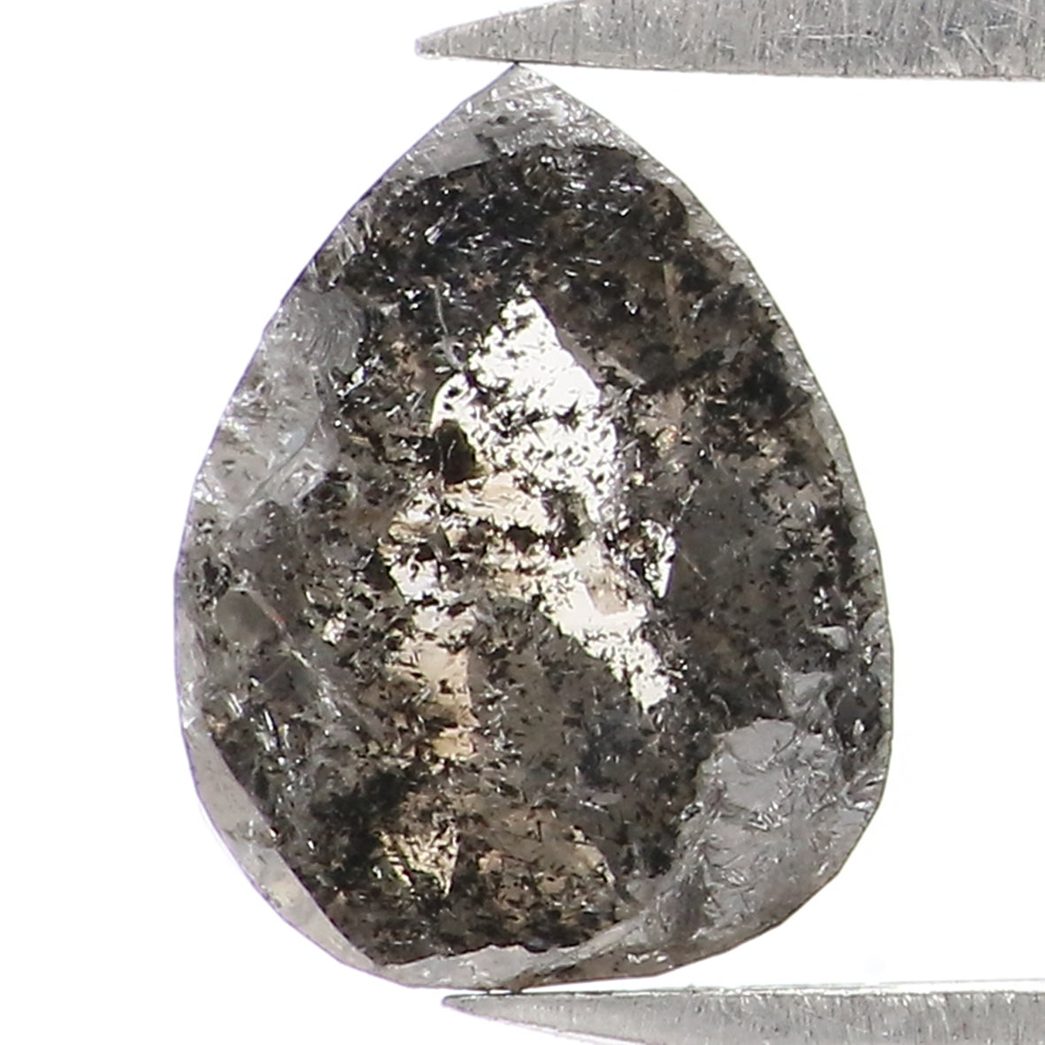 0.91 CT Natural Loose Pear Shape Diamond Salt And Pepper Pear Cut Diamond 7.20 MM Natural Black Grey Color Pear Rose Cut Diamond QL1665