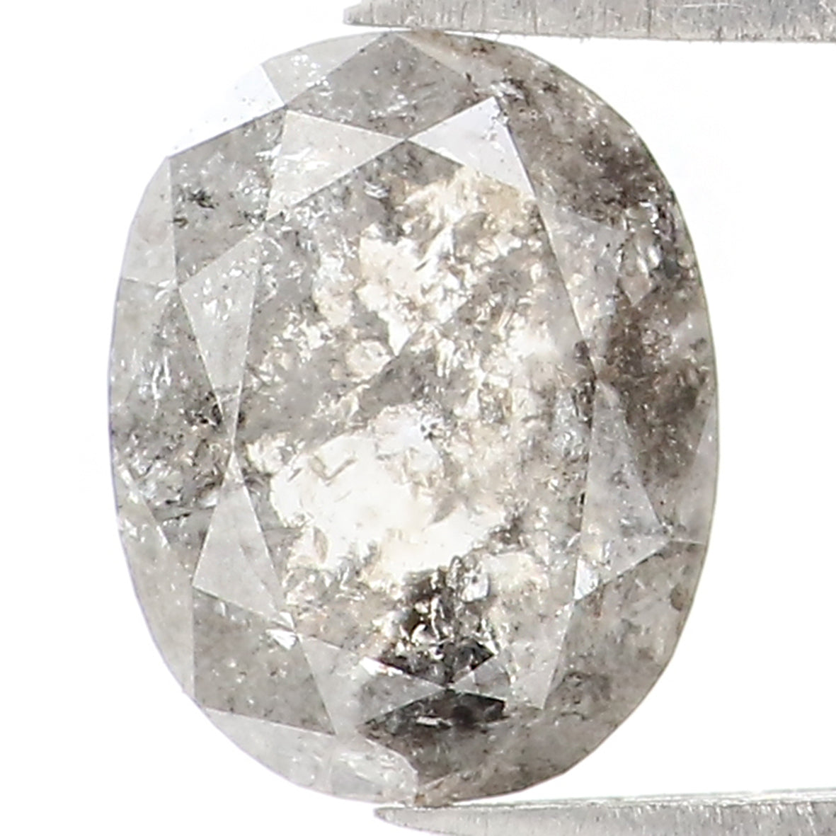 0.89 CT Natural Loose Oval Shape Diamond Salt And Pepper Oval Diamond 6.90 MM Natural Diamond Black Grey Color Oval Rose Cut Diamond QL1445