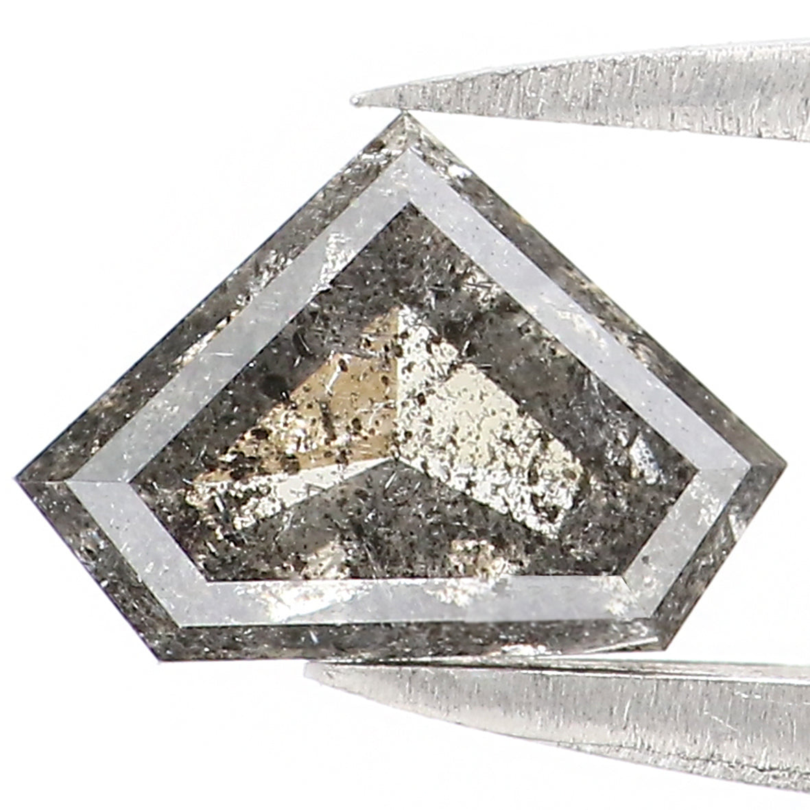 1.13 Ct Natural Loose Shield Shape Diamond Salt And Pepper Shield Cut Diamond 5.70 MM Black Gray Color Shield Shape Rose Cut Diamond QL1410