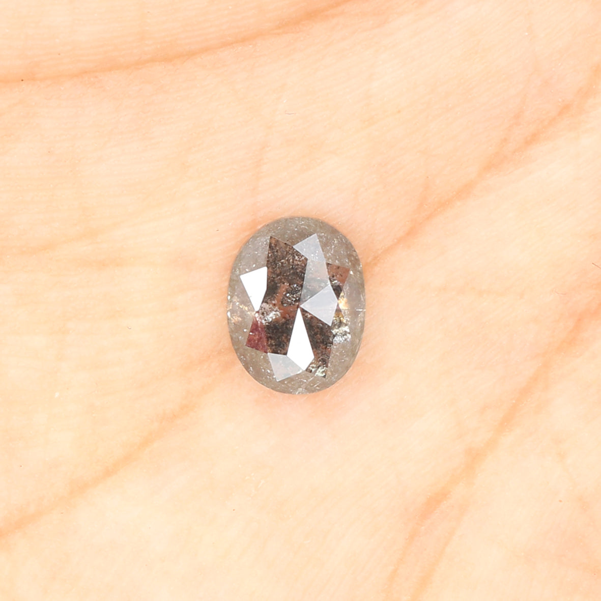 1.04 CT Natural Loose Oval Shape Diamond Salt And Pepper Oval Rose Cut Diamond 7.10 MM Black Grey Color Oval Shape Rose Cut Diamond QL324