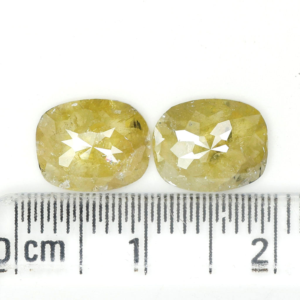 2.75 CT Natural Loose Oval Cut Pair Diamond Yellow Color Oval Shape Diamond 8.90 MM Natural Loose Yellow Color Oval Rose Cut Diamond QL5016