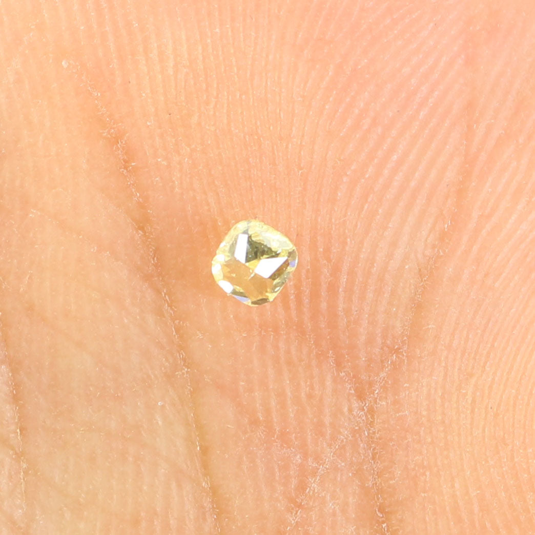 0.13 Ct Natural Loose Diamond, Cushion Diamond, Yellow Diamond, Polished Diamond, Real Diamond, Rustic Diamond, Antique Diamond L5494