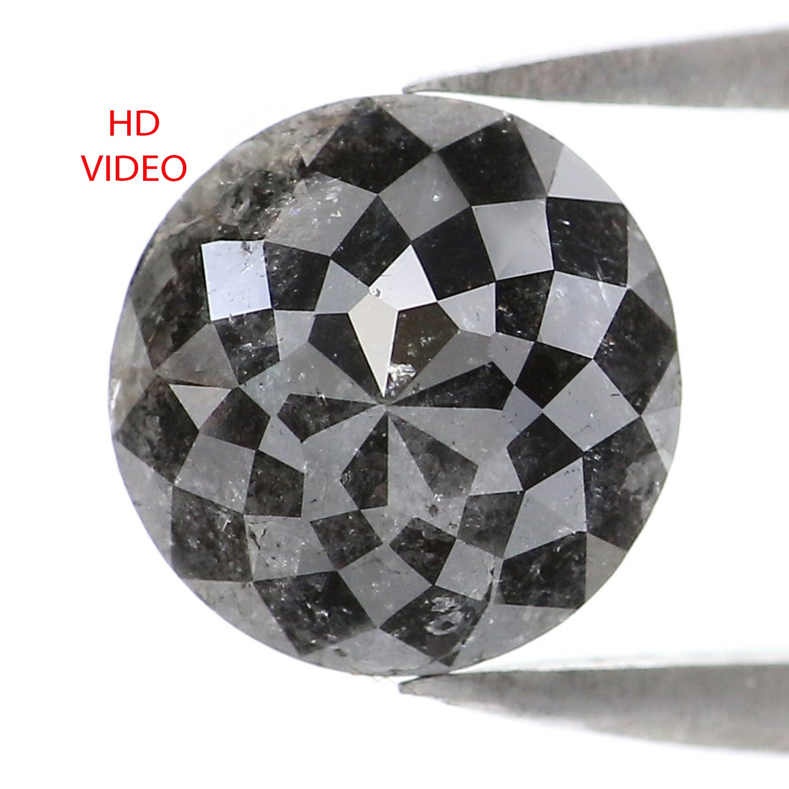 Natural Loose Rose Cut Salt And Pepper Diamond Black Color 2.07 CT 7.65 MM Round Rose Cut Shape Diamond L026