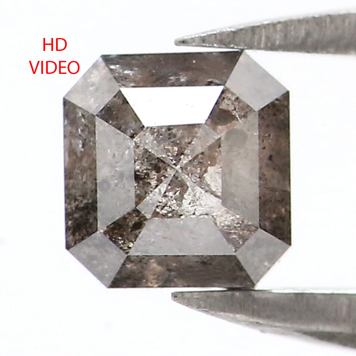 0.64 CT Natural Loose Emerald Shape Diamond Salt And Pepper Emerald Diamond 4.40 MM Natural Black Grey Color Emerald Rose Cut Diamond LQ5078