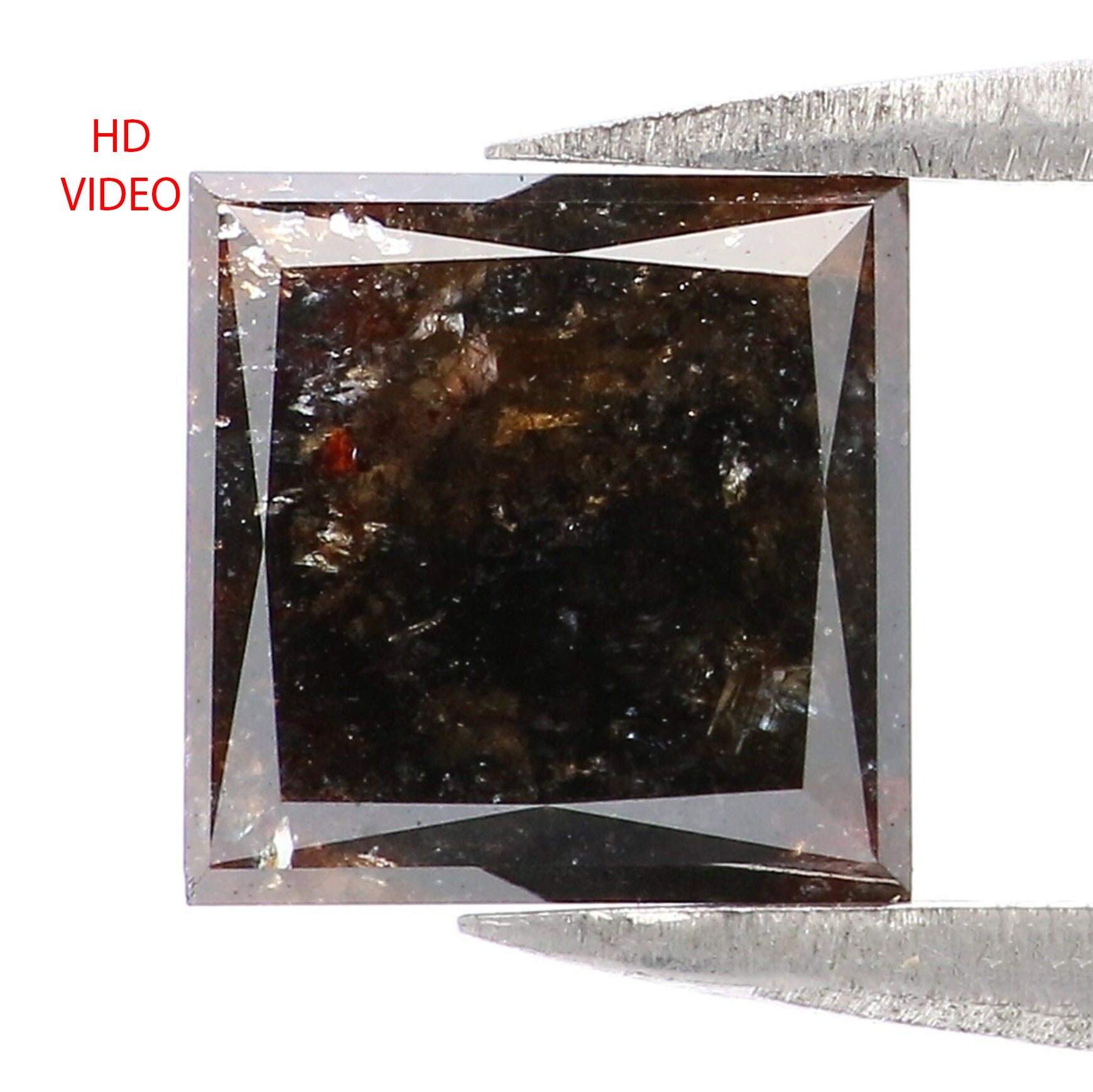 1.95 Ct Natural Loose Princess Shape Diamond Grey Brown Color Diamond 6.70 MM Natural Loose Diamond Princess Brilliant Cut Diamond LQ8720