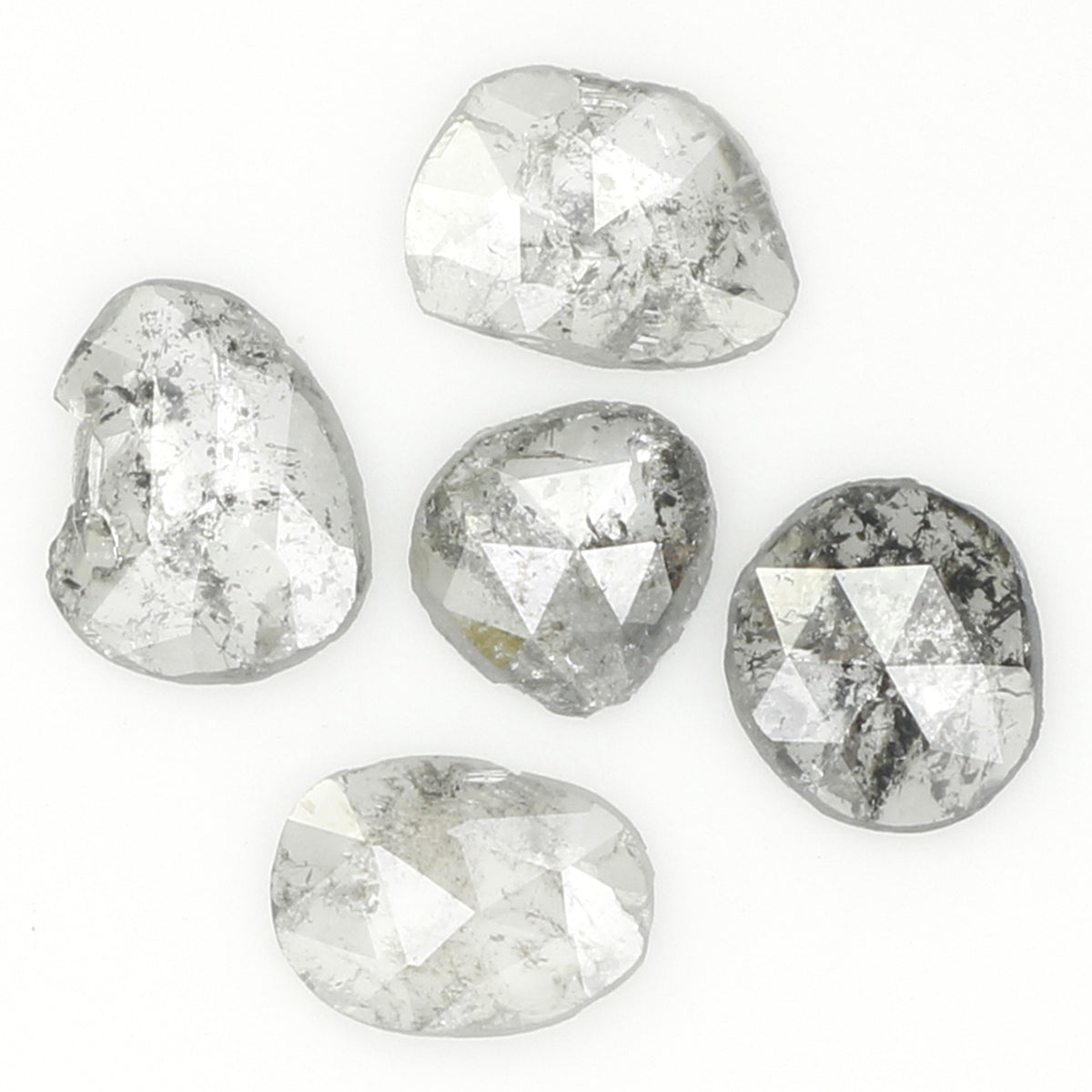 0.94 Ct Natural Loose Slice Shape Diamond Salt And Pepper Slice Diamond 4.05 MM Natural Loose Black Grey Color Irregular Cut Diamond KQ2319